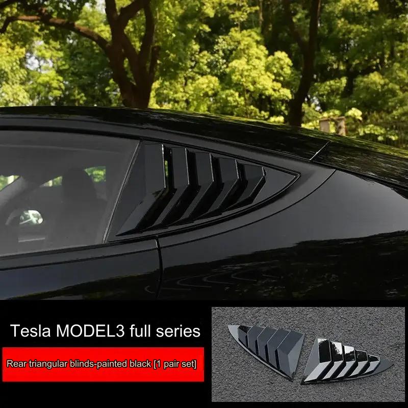 Suitable for Tesla model3/y modified shutter rear triangle carbon fiber bright patch exterior accessories