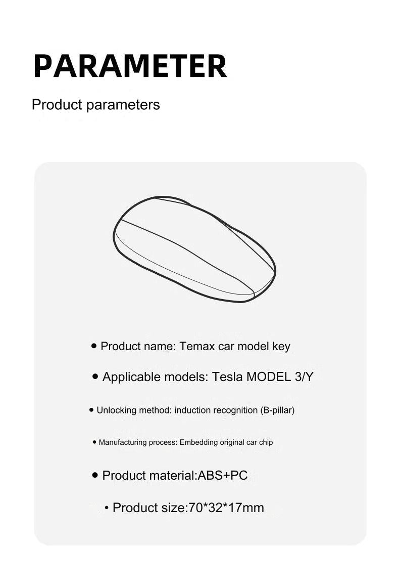 Tesla Model 3/Y Neue Version Autoschlüssel Automodellschlüssel Schlüsselkarte Modifiziertes Zubehör