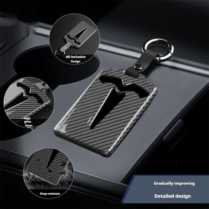 Tesla personalized custom card remote control key bag carbon fiber key cover shell buckle protection bag