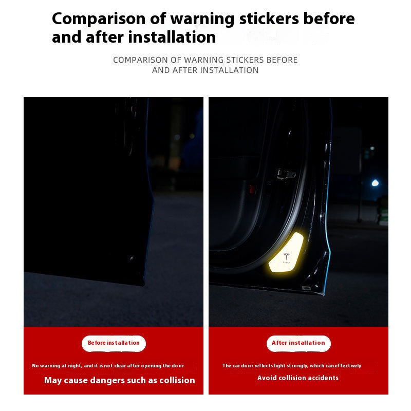 Tesla customized Model 3/Y car door reflective warning stickers, a must-have for safety