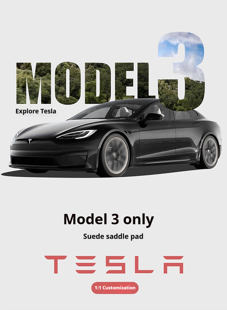 Tesla personalisiertes Model3/Y-Sattelkissen, dünnes, atmungsaktives, halbumwickeltes Wildleder-Sitzkissen, ein Muss für Autobesitzer