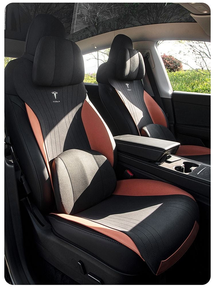 Tesla personalized model3/Y saddle pad thin breathable half-wrapped suede seat cushion, a must-have for car owners