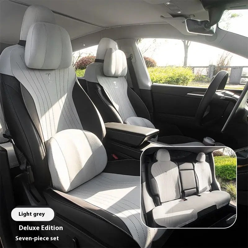 Tesla personalized model3/Y saddle pad thin breathable half-wrapped suede seat cushion, a must-have for car owners