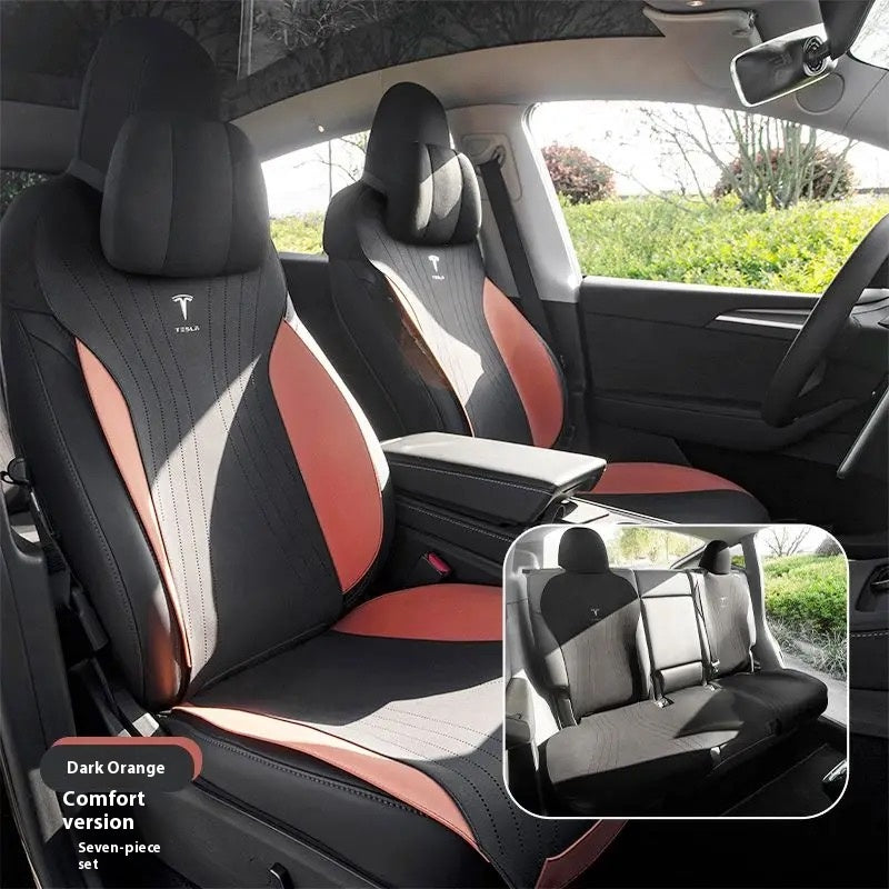 Tesla personalized model3/Y saddle pad thin breathable half-wrapped suede seat cushion, a must-have for car owners