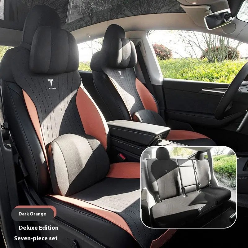 Tesla personalized model3/Y saddle pad thin breathable half-wrapped suede seat cushion, a must-have for car owners