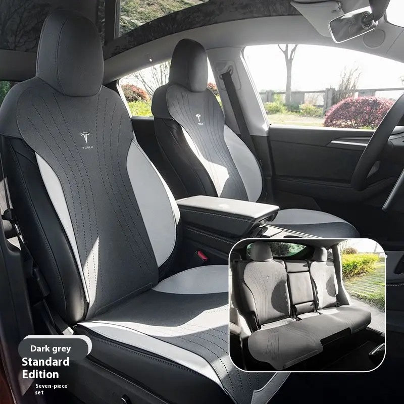 Tesla personalized model3/Y saddle pad thin breathable half-wrapped suede seat cushion, a must-have for car owners