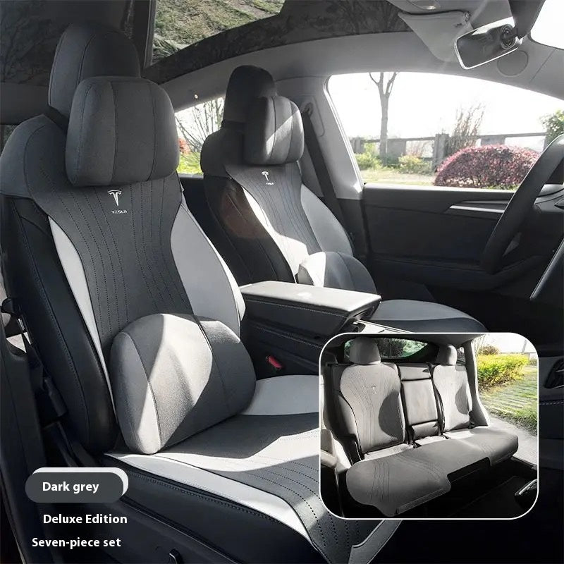 Tesla personalized model3/Y saddle pad thin breathable half-wrapped suede seat cushion, a must-have for car owners