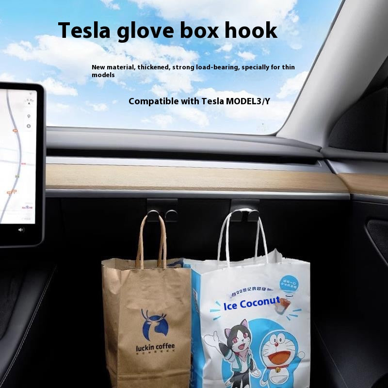 Tesla personalisierter Model Y/3 Handschuhfachhaken, Beifahrerhaken im Auto, Aufbewahrungshaken, unverzichtbar für Autobesitzer 