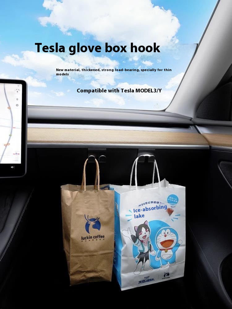 Tesla personalisierter Model Y/3 Handschuhfachhaken, Beifahrerhaken im Auto, Aufbewahrungshaken, unverzichtbar für Autobesitzer 