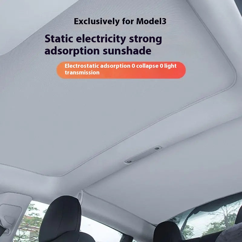 Suitable for Tesla Model Y/3 sunroof sunshade electrostatic adsorption skylight heat insulation shield roof original level sunscreen 