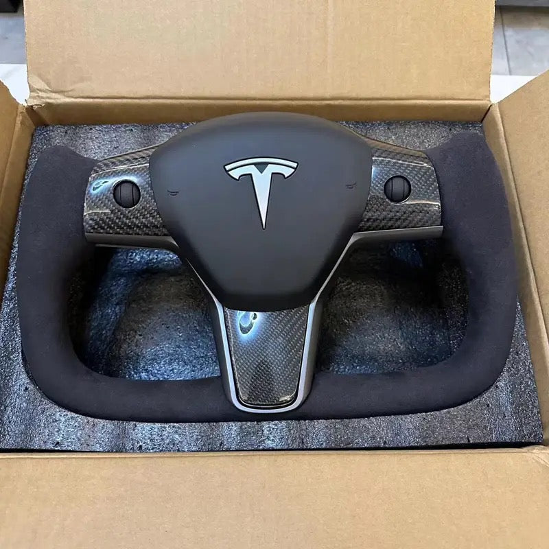 The latest suitable for Tesla Yoke steering wheel aircraft UK original customized carbon fiber Model3/Y modified accessories 