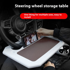 Tesla (common to other models) steering wheel table plate multi-function car car base cup holder dinner plate storage rack laptop table stand