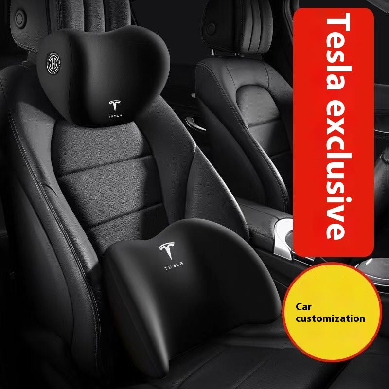 Suitable for Tesla Model Y/Model 3/Model X/Model S dedicated memory foam car headrest and lumbar support