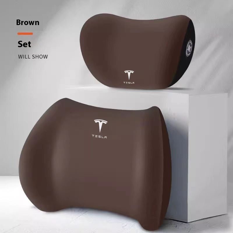 Suitable for Tesla Model Y/Model 3/Model X/Model S dedicated memory foam car headrest and lumbar support