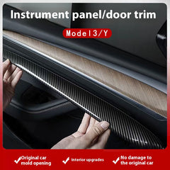 Tesla model 3/y personalized customized door instrument panel trim accessories carbon fiber center console protection interior trim