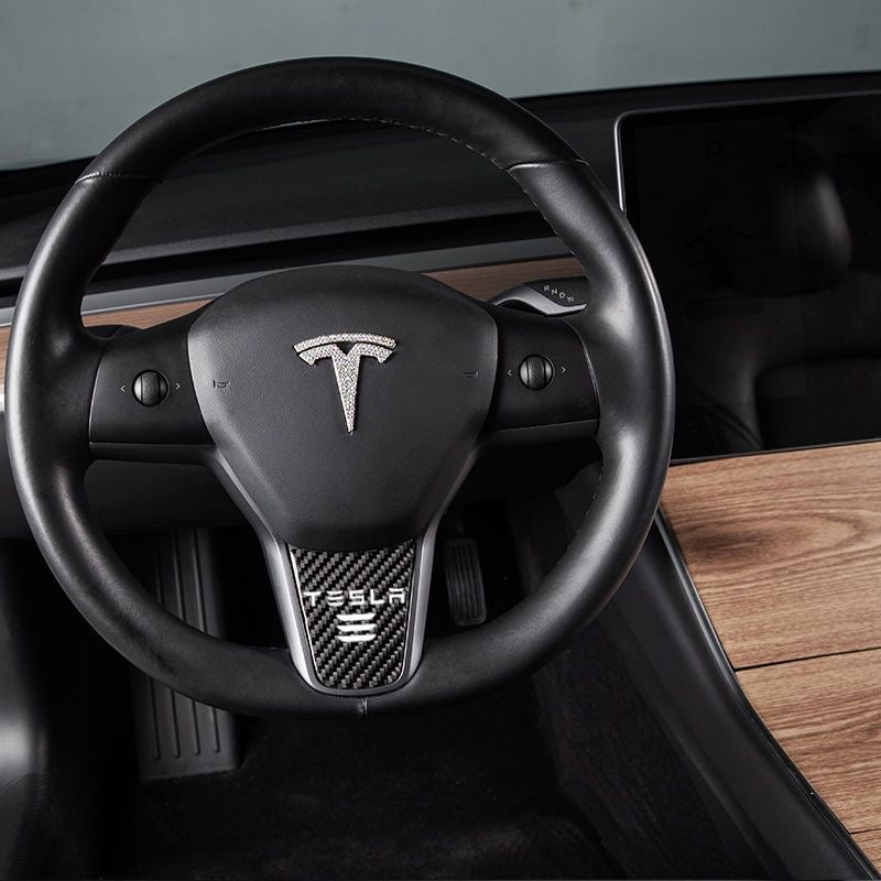 Tesla personalized model 3/Y steering wheel decorative stickers carbon fiber sequins stickers interior button decorative accessories