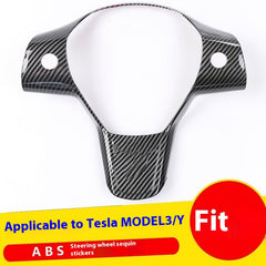 Tesla personalized model 3/Y steering wheel decorative stickers carbon fiber sequins stickers interior button decorative accessories