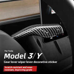 Suitable for Tesla Model 3Y windshield wiper lever carbon fiber pattern handgrip handle decorative patch lever modification