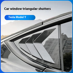 Suitable for Tesla model3/y modified shutter rear triangle carbon fiber bright patch exterior accessories