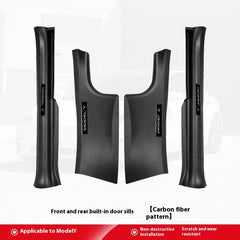 Tesla Model 3/Y personalized carbon fiber door sill strips, full corner guards and under-seat protection accessories