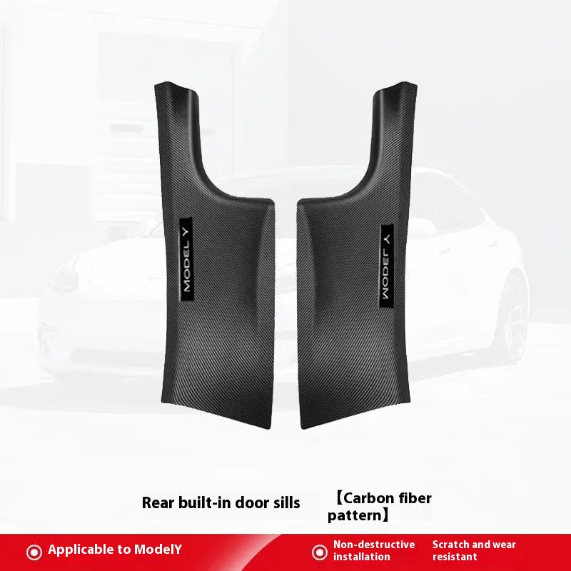 Tesla Model 3/Y personalized carbon fiber door sill strips, full corner guards and under-seat protection accessories