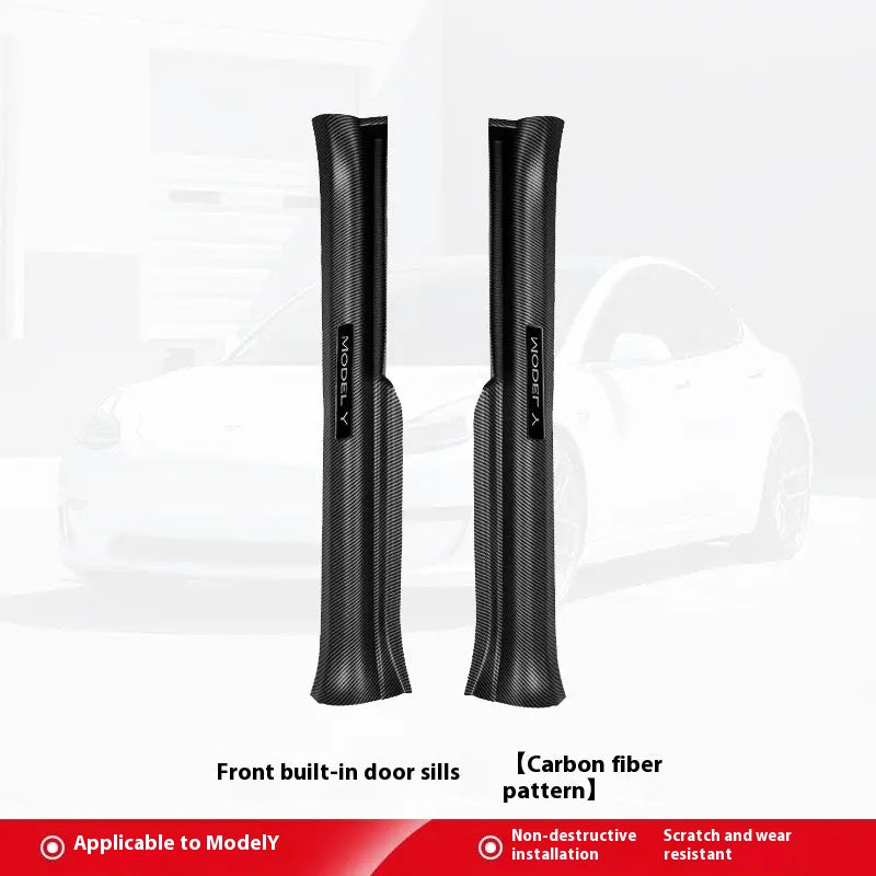 Tesla Model 3/Y personalized carbon fiber door sill strips, full corner guards and under-seat protection accessories