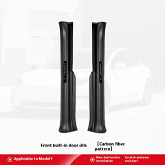 Tesla Model 3/Y personalized carbon fiber door sill strips, full corner guards and under-seat protection accessories