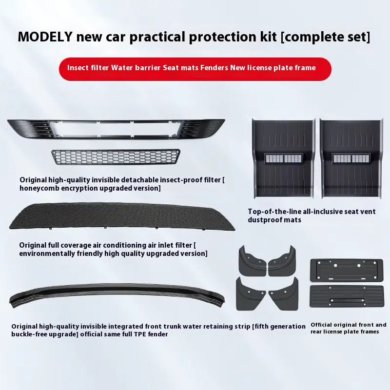 Tesla Model 3/Y new version of the central control storage protective foot pad trunk pad full set of protective pad modification accessories gift package