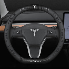 Suitable for Tesla steering wheel cover model3 model/Y/X/S carbon fiber suede non-slip car handle cover