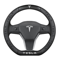 Suitable for Tesla steering wheel cover model3 model/Y/X/S carbon fiber suede non-slip car handle cover