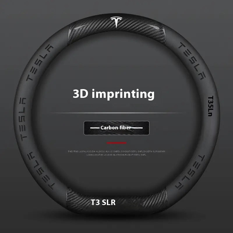Tesla-Auto personalisierte Lenkradabdeckung aus Kohlefaser-Wildleder, rutschfeste Lenkerabdeckung, die Autobesitzer haben müssen