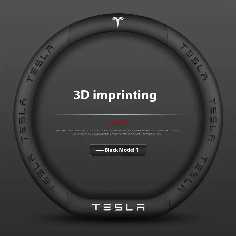 Tesla-Auto personalisierte Lenkradabdeckung aus Kohlefaser-Wildleder, rutschfeste Lenkerabdeckung, die Autobesitzer haben müssen