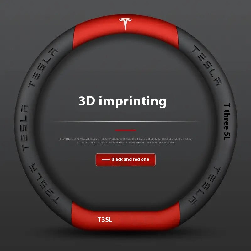 Tesla-Auto personalisierte Lenkradabdeckung aus Kohlefaser-Wildleder, rutschfeste Lenkerabdeckung, die Autobesitzer haben müssen