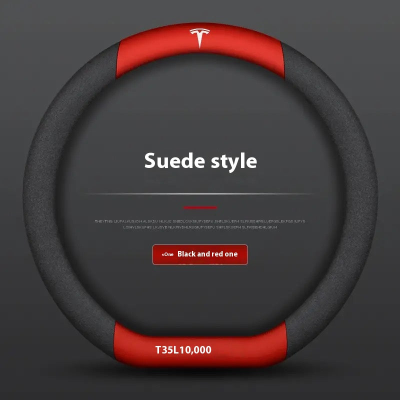 Tesla-Auto personalisierte Lenkradabdeckung aus Kohlefaser-Wildleder, rutschfeste Lenkerabdeckung, die Autobesitzer haben müssen