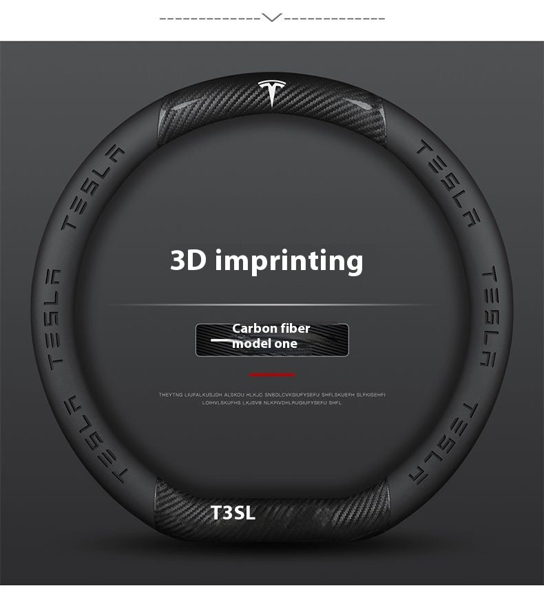 Tesla-Auto personalisierte Lenkradabdeckung aus Kohlefaser-Wildleder, rutschfeste Lenkerabdeckung, die Autobesitzer haben müssen