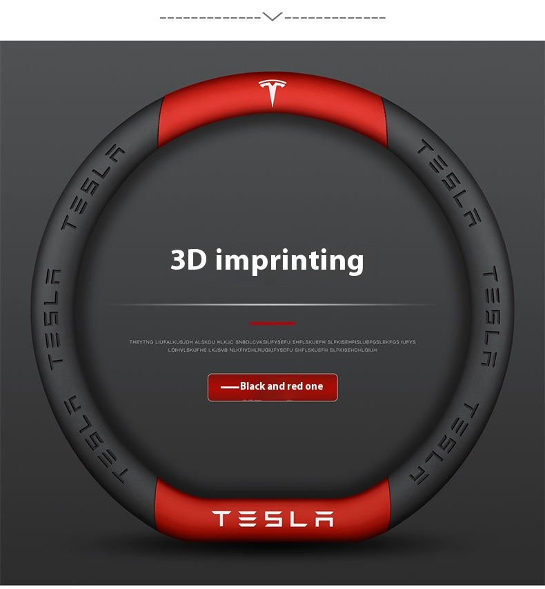 Tesla-Auto personalisierte Lenkradabdeckung aus Kohlefaser-Wildleder, rutschfeste Lenkerabdeckung, die Autobesitzer haben müssen