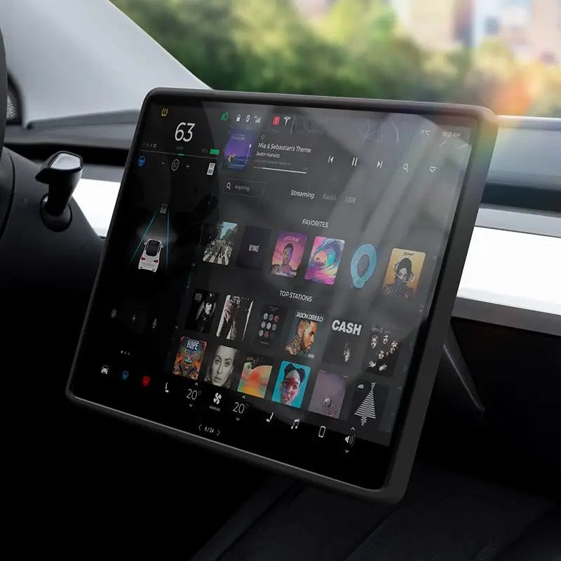 Suitable for Tesla Model 3/Y central control navigation screen HD tempered film and display screen protection frame silicone interior modification accessories