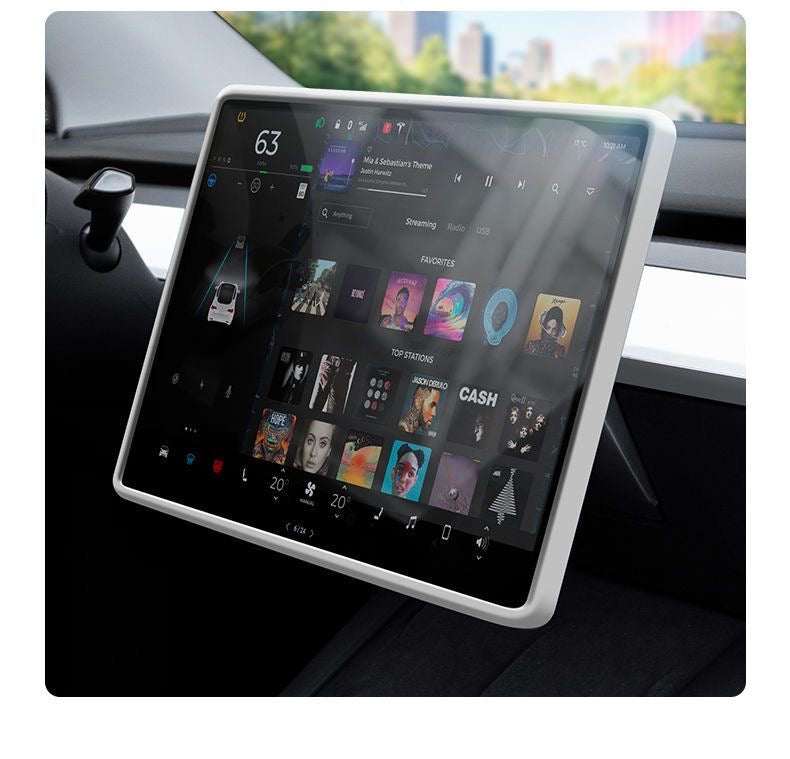 Suitable for Tesla Model 3/Y central control navigation screen HD tempered film and display screen protection frame silicone interior modification accessories