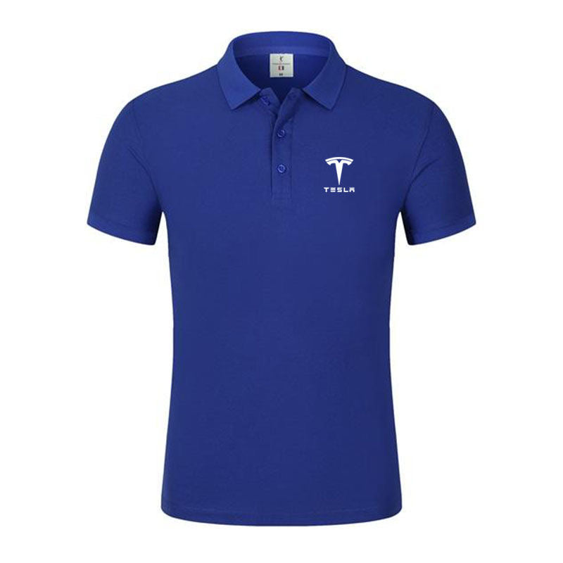 Tesla car personalized lapel polo shirt high-end personalized custom printed short sleeve free print logo