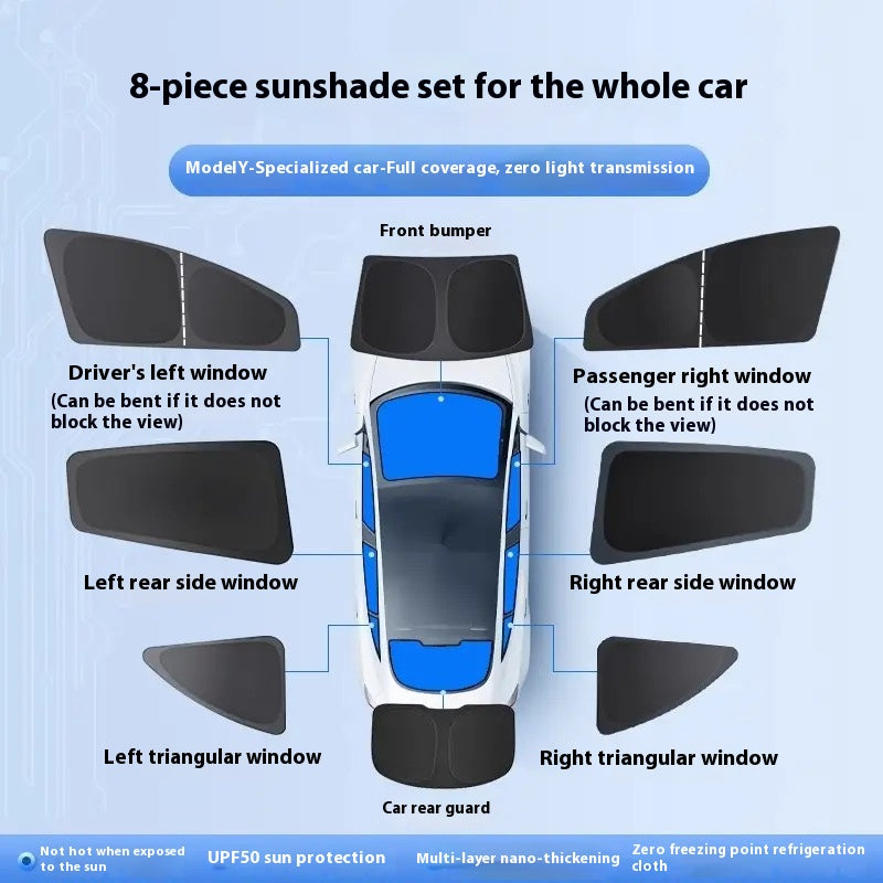 Tesla owners special customized sun visor camping privacy car side curtain sun protection heat insulation type (upgraded thickening)