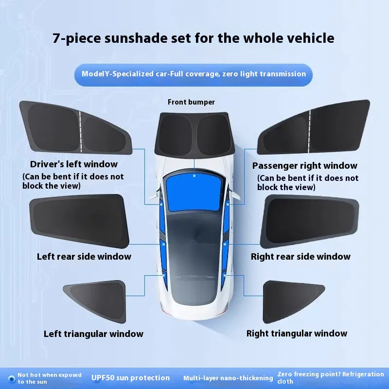 Tesla-Besitzer spezielle maßgeschneiderte Sonnenblende Camping Privatsphäre Auto Seitenvorhang Sonnenschutz Wärmeisolierung Typ (verbesserte Verdickung)