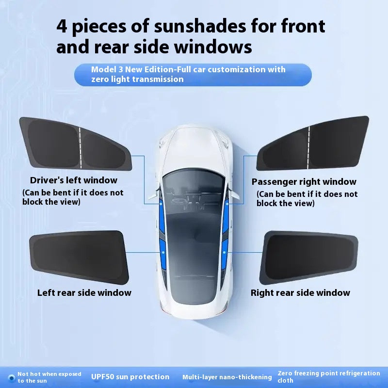 Tesla-Besitzer spezielle maßgeschneiderte Sonnenblende Camping Privatsphäre Auto Seitenvorhang Sonnenschutz Wärmeisolierung Typ (verbesserte Verdickung)