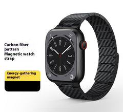 Apple watch strap iwatch8 carbon fiber pattern magnetic business S9 high-end Ultra2 trendy brand retro SE male Apple watch strap full series