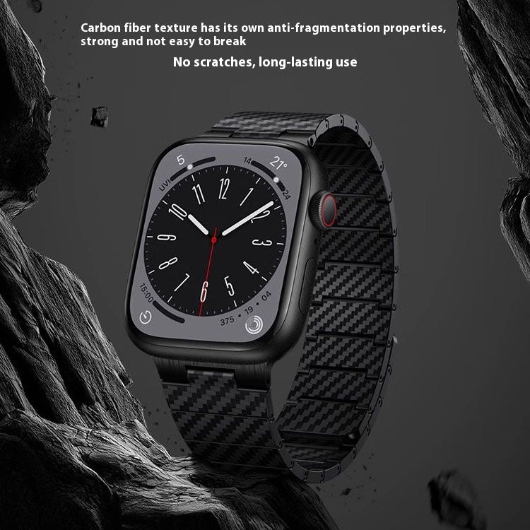 Apple watch strap iwatch8 carbon fiber pattern magnetic business S9 high-end Ultra2 trendy brand retro SE male Apple watch strap full series