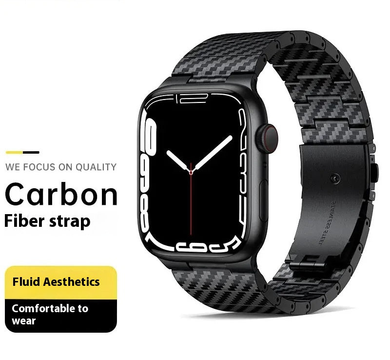 Apple watch strap iwatch8 carbon fiber pattern magnetic business S9 high-end Ultra2 trendy brand retro SE male Apple watch strap full series