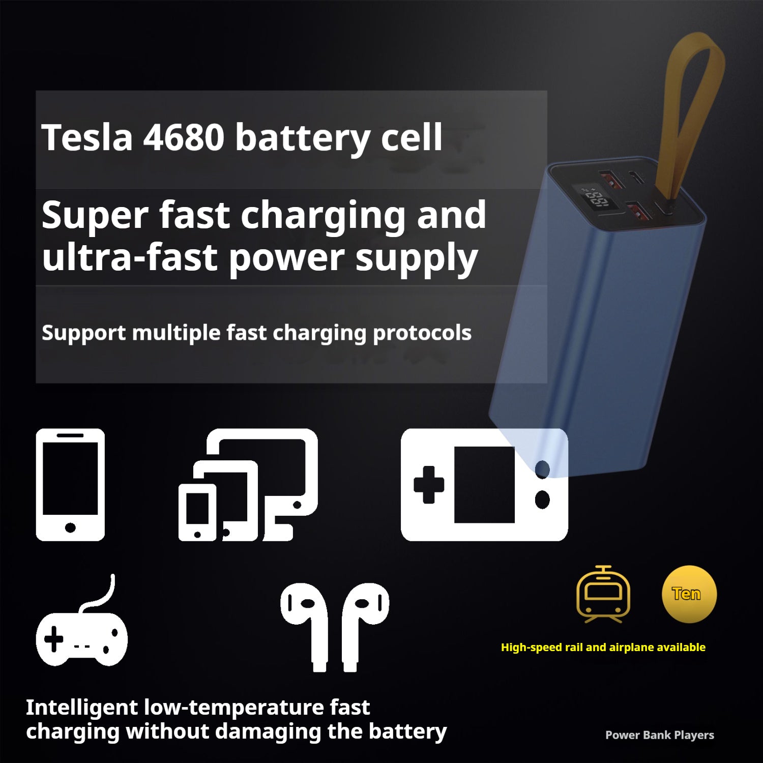 Tesla 4680 Batteriezellen-Powerbank High Power 26000 m Ah Handy-Powerbank Apple Superschnellladung (kann in Flugzeugen mitgenommen werden)