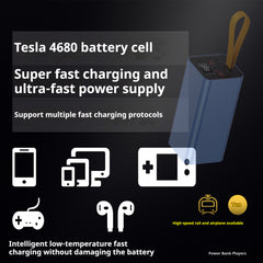 Tesla 4680 battery cell power bank high power 26000 m Ah mobile phone power bank Apple super fast charge (can be taken on airplanes)